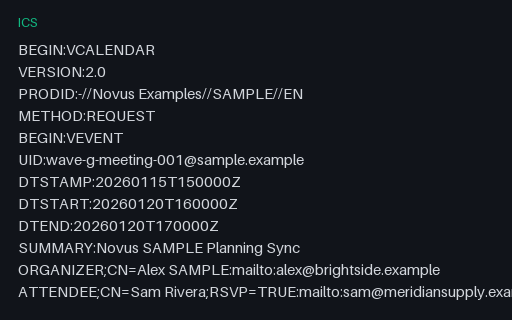Preview of ICS — Meeting REQUEST SAMPLE