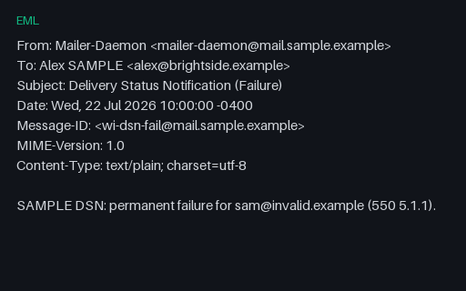 Preview of EML Delivery — Dsn Failed Plain
