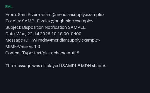 Preview of EML Delivery — Receipt Mdn