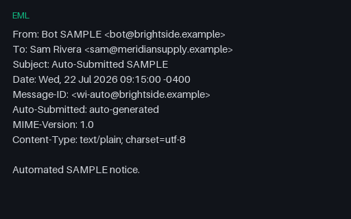 Preview of EML Header — Auto Submitted