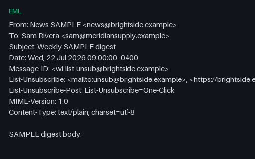 Preview of EML Header — List Unsubscribe