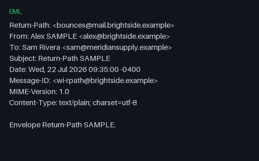 Preview of EML Header — Return Path