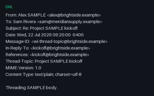 Preview of EML Header — Thread Topic
