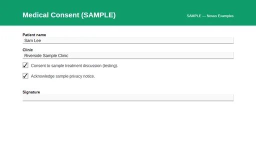 Preview of Medical Consent AcroForm (SAMPLE)