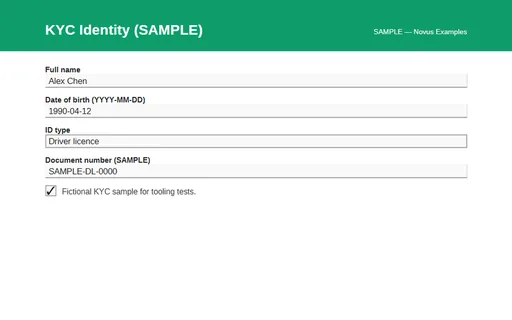 Preview of KYC Identity AcroForm (SAMPLE)