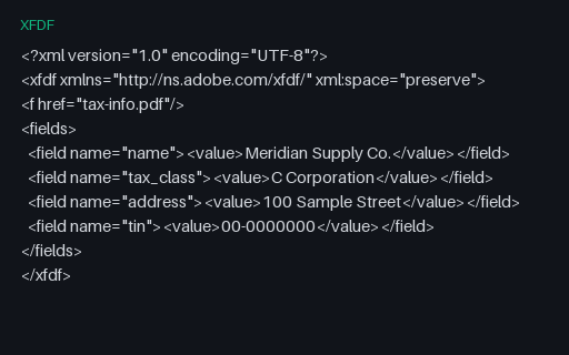 Preview of Tax Info Form Data (XFDF)