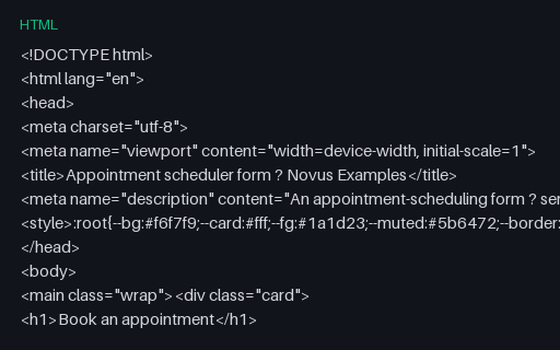 Preview of Appointment Scheduler Form (HTML)