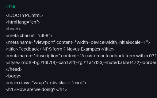 Preview of Feedback / NPS Form (HTML)