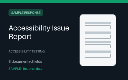 Preview of Accessibility Issue Report Sample Response (JSON)