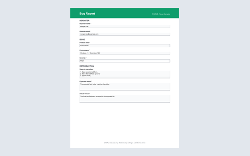 Preview of Bug Report AcroForm (SAMPLE)