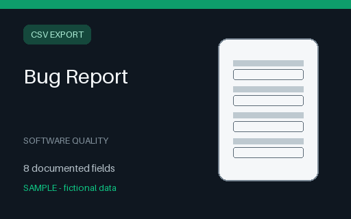 Preview of Bug Report Sample Export (CSV)