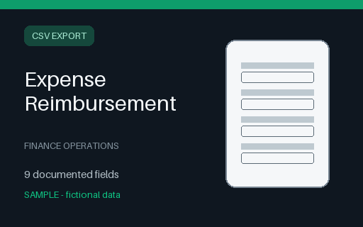 Preview of Expense Reimbursement Sample Export (CSV)