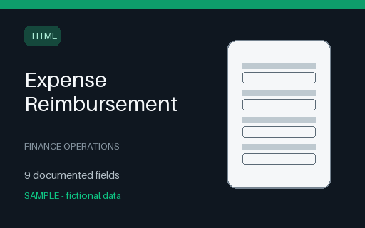 Preview of Expense Reimbursement Form (HTML)