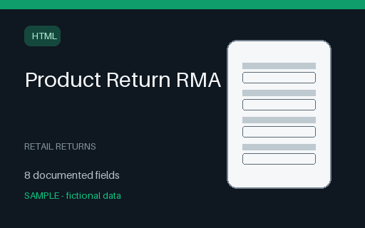 Preview of Product Return RMA Form (HTML)