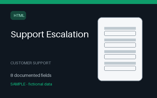 Preview of Support Escalation Form (HTML)