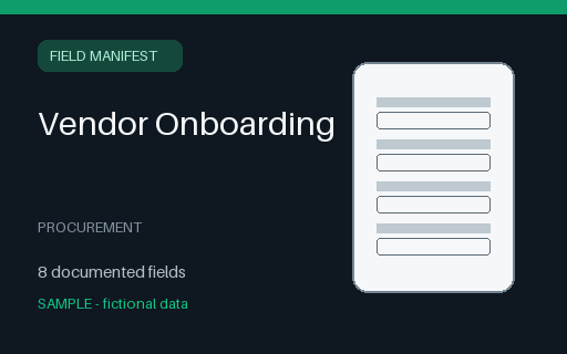 Preview of Vendor Onboarding Field Manifest (JSON)