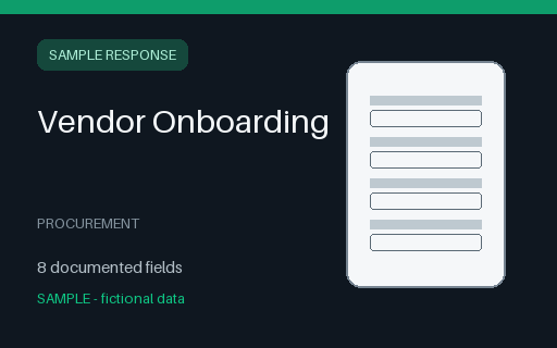 Preview of Vendor Onboarding Sample Response (JSON)