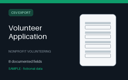 Preview of Volunteer Application Sample Export (CSV)