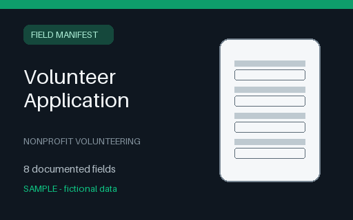 Preview of Volunteer Application Field Manifest (JSON)