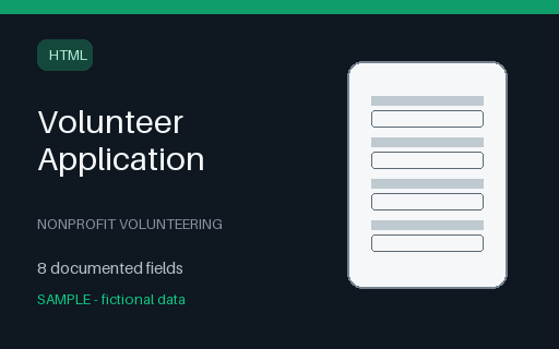 Preview of Volunteer Application Form (HTML)