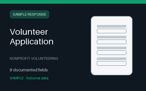 Preview of Volunteer Application Sample Response (JSON)