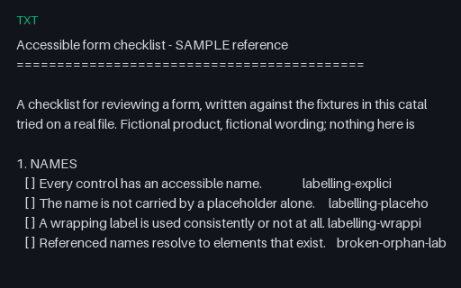 Preview of Accessible Form Checklist (TXT)
