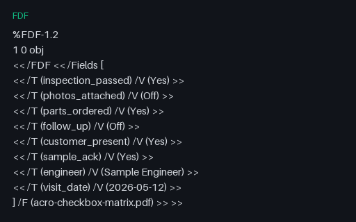 Preview of AcroForm Checkbox Matrix Form Data (FDF)