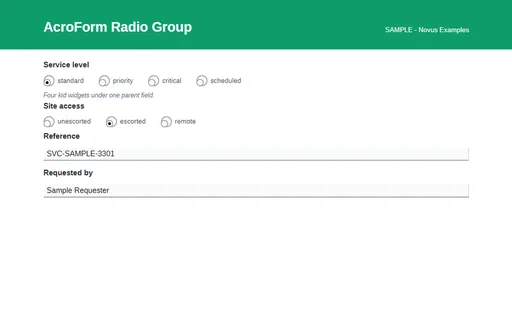 Preview of AcroForm Radio Group (SAMPLE AcroForm)