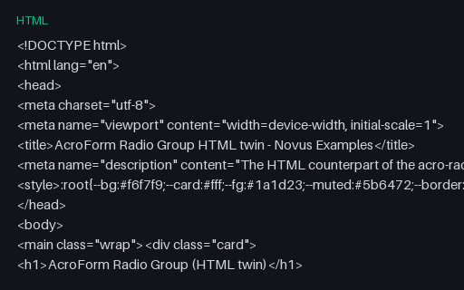 Preview of AcroForm Radio Group HTML Twin