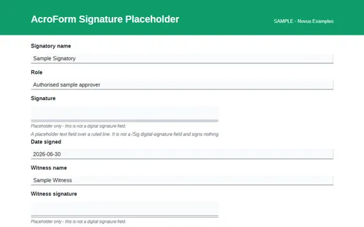 Preview of AcroForm Signature Placeholder (SAMPLE AcroForm)