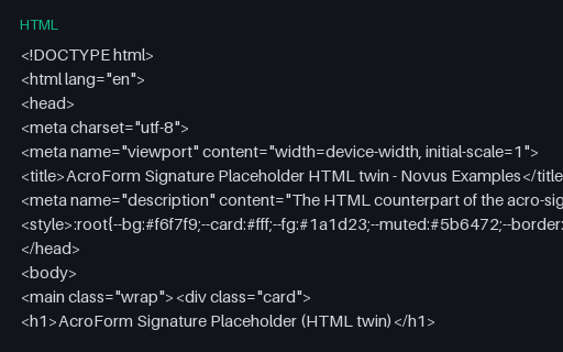 Preview of AcroForm Signature Placeholder HTML Twin