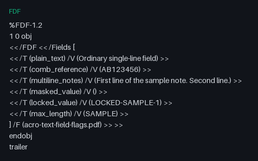 Preview of AcroForm Text Field Flags Form Data (FDF)