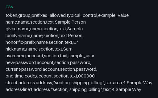 Preview of Autocomplete Tokens (CSV)