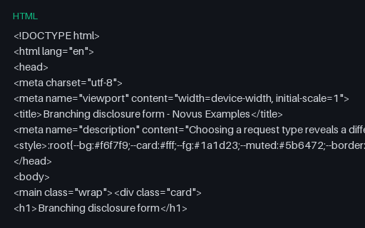 Preview of Branching Disclosure Form (HTML)