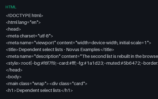 Preview of Dependent Select Lists (HTML)