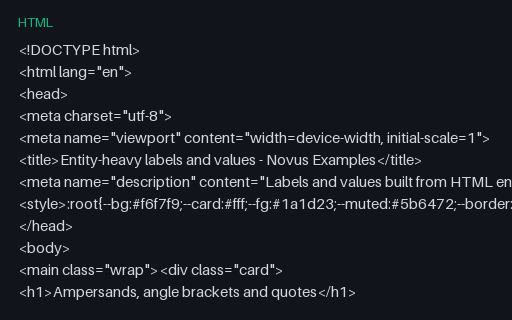 Preview of Entity-Heavy Labels and Values (HTML)