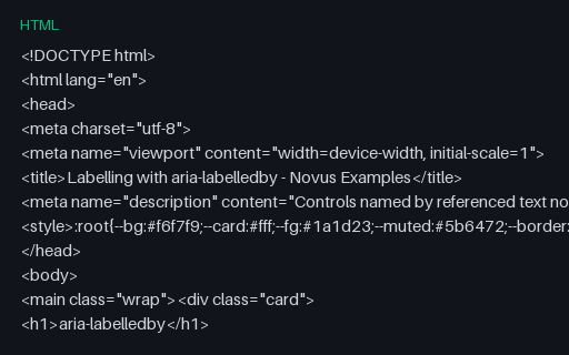 Preview of Labelling: aria-labelledby (HTML)