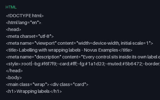 Preview of Labelling: Wrapping labels (HTML)