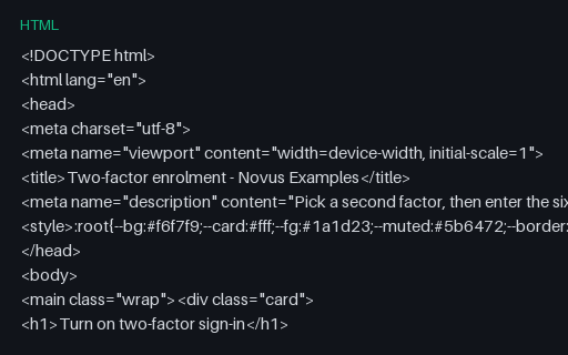Preview of Two-Factor Enrolment (HTML)