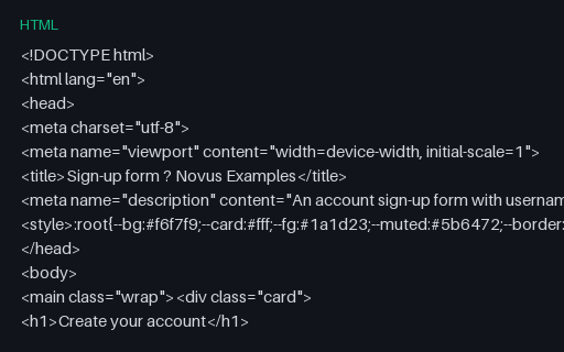 Preview of Sign-up Form (HTML)