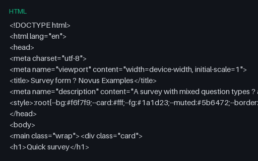 Preview of Survey Form (HTML)
