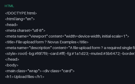 Preview of File Upload Form (HTML)
