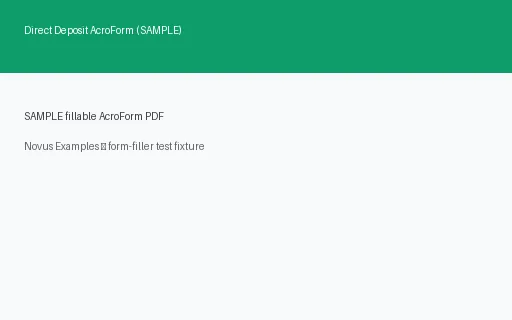 Preview of Direct Deposit AcroForm (SAMPLE)
