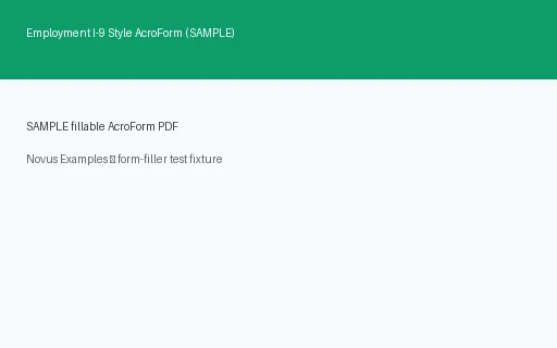 Preview of Employment I-9 Style AcroForm (SAMPLE)