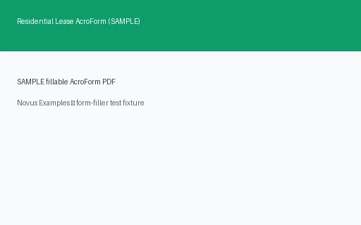 Preview of Residential Lease AcroForm (SAMPLE)