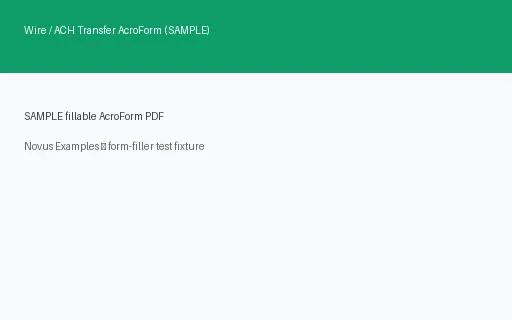 Preview of Wire / ACH Transfer AcroForm (SAMPLE)
