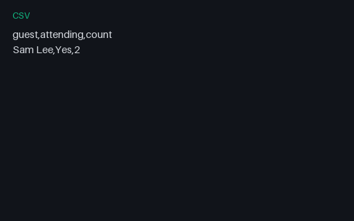 Preview of Event Guest List (CSV)