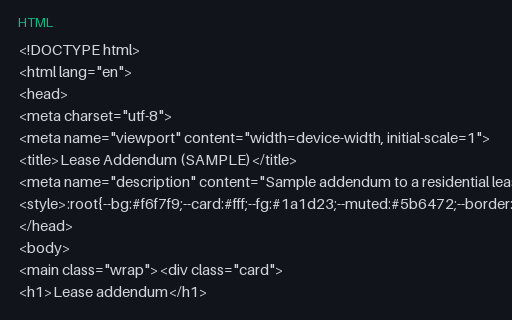 Preview of Lease Addendum (HTML)
