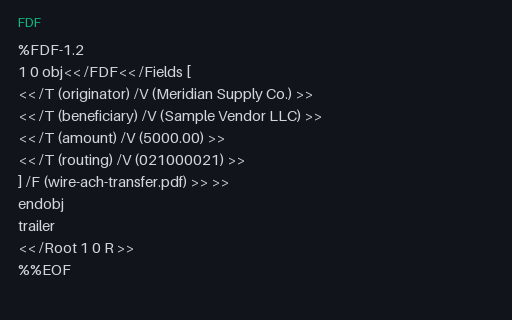 Preview of Wire/ACH Form Data (FDF)
