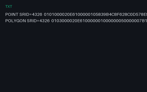 Preview of EWKB — PostGIS Hex With an Embedded SRID